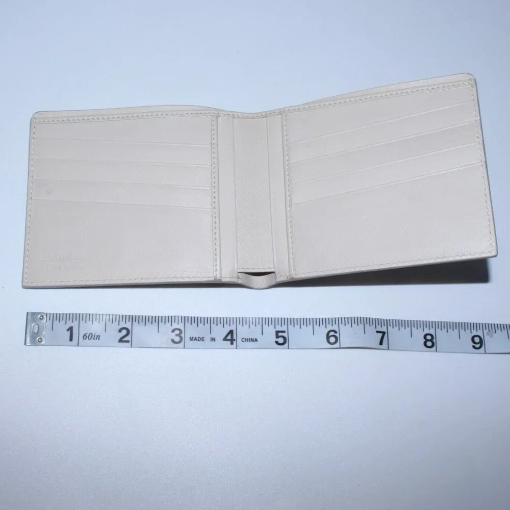 SALVATORE FERRAGAMO Embossed Beige Off White Leather Wallet NWOT